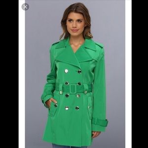 Green Calvin Klein trench coat